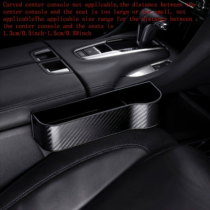 2 Pack Premium Car Seat Gap Fillers with Cup Holder – Multifunctional Organizer Box and Key Holder for Front Seats, Carbon Fiber Texture, Black