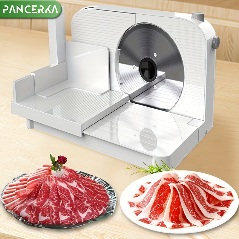 150W Premium Electric Stainless Steel Meat Slicer - Adjustable 0-15mm Thickness, Effortless Slicing for Deli Meat, Vegetables, Fruits - Ideal for Home, Commercial Use and Father's Day Gift