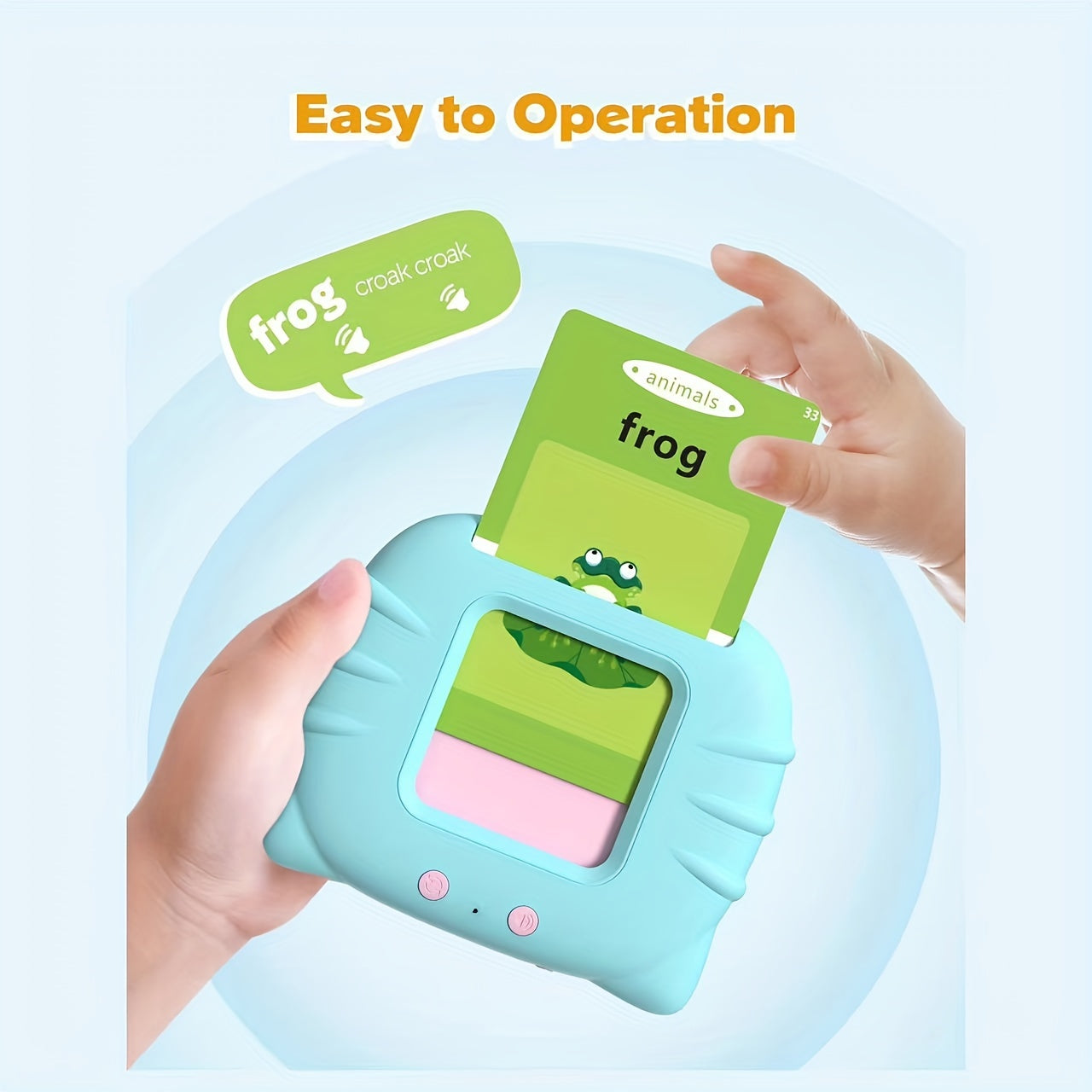 Interactive Montessori Flash Card Toy for Ages 0-3 – Talking Educational Playset with 112 Double-Sided Vocabulary Cards, Bilingual Language Activity for Toddler Sensory Learning, Perfect Kids Gift