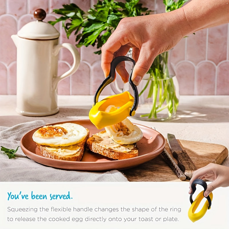Silicone Egg Rings 2-Pack – Nonstick Cooking Molds with Stay-Cool Handle, Perfect for Eggs, Pancakes and Breakfast Sandwiches – Heat-Resistant and Leak-Proof