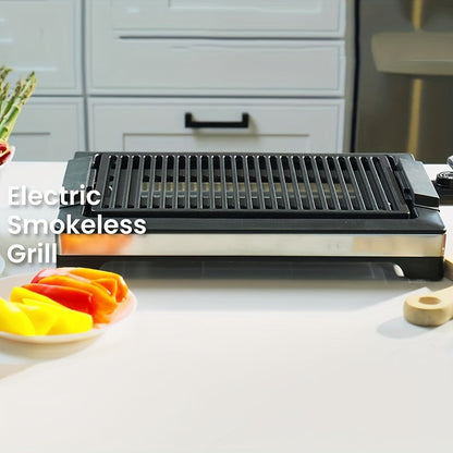 1600W Electric Teppanyaki Grill - Fast Heat Up, Non-Stick, 5-Level Temperature Control | Dishwasher Safe, Cool-Touch Handles, Tabletop Grill for Indoor/Outdoor Use, Easy Cleaning, Space-Saving Design