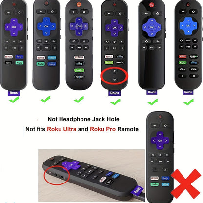 2pcs Universal Silicone Remote Cover with Lanyard - Glow-in-the-Dark, Protective Sleeve for Roku TV, TCL, Hisense Streaming Stick and Voice Remotes