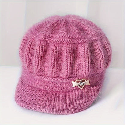 Cozy Fleece-Lined Winter Beanie for Women - Warm Knit Cap with Star Decor, Ideal for Christmas & Cold Weather