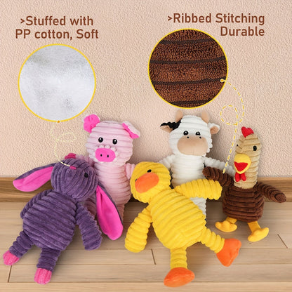 BenBen Dog Toys - Pack of 5 Plush Squeaky Toys for Small, Medium & Large Dogs, Stuffed Puppy Chew Toys, Cute Pet Gift Bundle