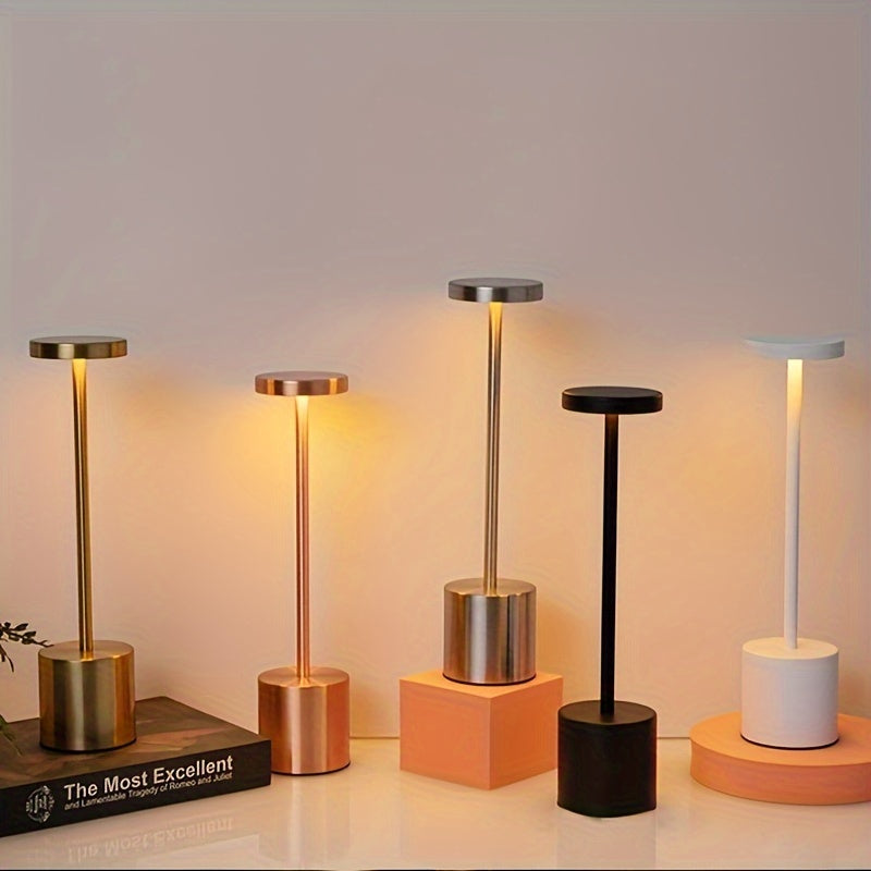 Modern Metal Desk Lamp - Touch Control LED with 3-Color Dimmable Lighting, USB Charging, Adjustable Brightness - Ideal for Bedroom, Living Room, Office and Home Decor