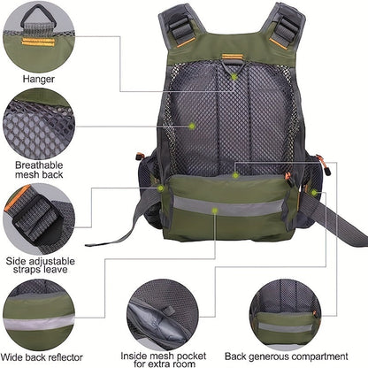Multi-Pocket Oxford Cloth Fishing Buoyancy Vest – Breathable Mesh, Adjustable Strap, Comfortable Fit – Perfect for Fly Bass Fishing, Outdoor Activities and Water Sports for Men and Women