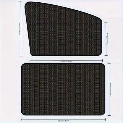 4-Pack Magnetic Car Window Sunshades - UV Protection and Privacy Mesh Covers, Durable Polyester Knit Fabric, Easy Installation for Vehicle Interior