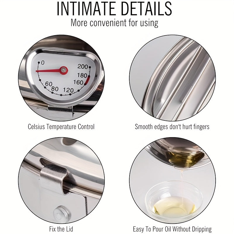 Jumi Japanese-Style Tempura Deep Fryer – Stainless Steel Frying Pan with Precise Thermometer Control – Ideal for Beef Patties, Sesame Fry Bites, Crispy Fried Chicken Wings, and More