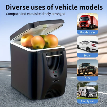Compact 6L Portable Mini Fridge for Cars – DC 12V Electric Cooler for Drinks, Seafood and Fruits, Ideal for Travel and Outdoor Adventures