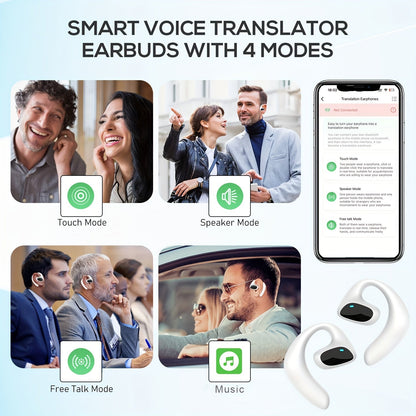 100+ Languages Wireless Translator Earbuds – Instant Real-Time Translation, Rechargeable Lithium-Polymer Battery, USB Charging – iOS & Android Compatible – Portable Language Translator with APP
