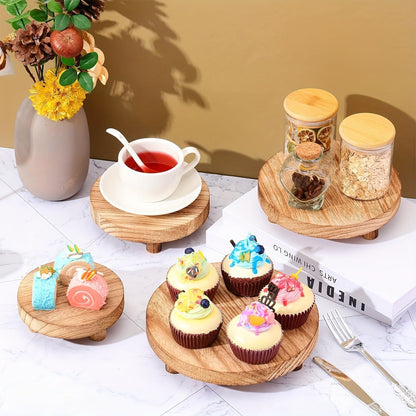 3PCS Wooden Display Risers – Cake Stands and Pedestal Stands for Christmas, Valentine's Day, New Year – Farmhouse Decor and Organizer for Home, Kitchen, Room