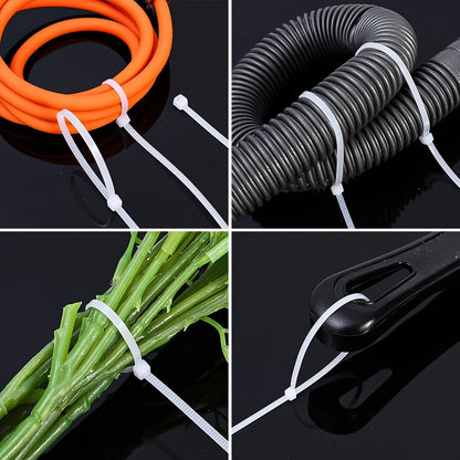 300pcs Heavy-Duty Nylon Cable Ties Set - Assorted Sizes 16"/8"/6", UV Resistant, Self-Locking, High Tensile Strength - Black Zip Ties for Home, Office, Industrial Cable Management