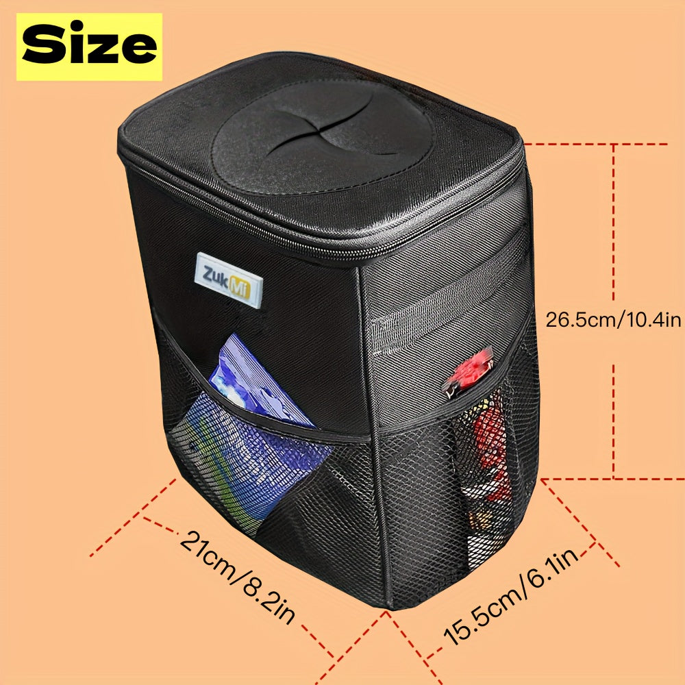 ZukMi Car Trash Can with Lid & Storage Pockets – 100% Leak-Proof, Waterproof Car Organizer & Multipurpose Garbage Bin