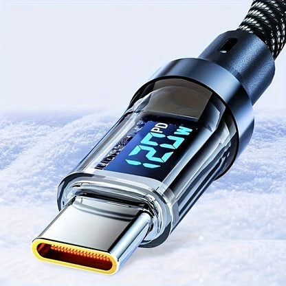 120W Super Fast Charging USB C Cable – Real-Time Digital Display with LED Screen