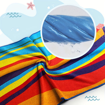 Extra Large Striped Beach Towel – Ultra-Soft Microfiber, Quick-Dry & Sand-Free, Ideal for Travel, Yoga, Camping, and Swimming, Machine Washable