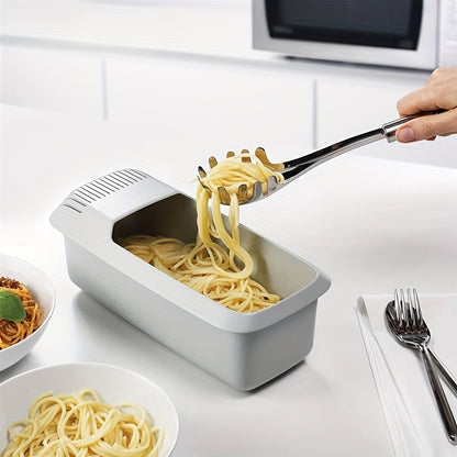 Microwave Pasta Cooker with Strainer – Heat-Resistant Pasta Boat Steamer, Spaghetti Noodle Cooking Box, Essential Kitchen Utensil for College Dorms and Apartments