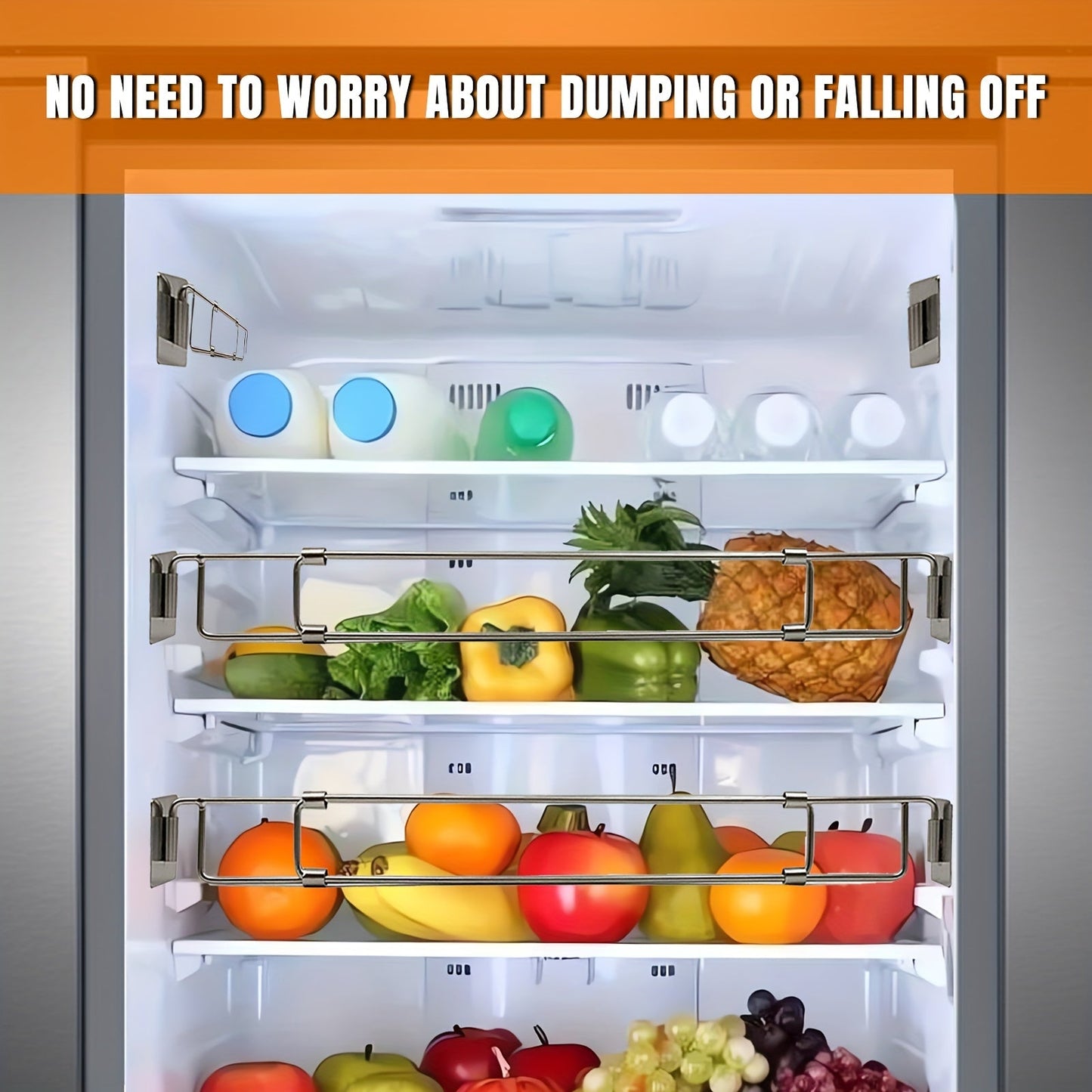 Adjustable RV Refrigerator Secure Bar – Stainless Steel Camper Fridge Barrier, 12.5"-22.5" Wide, Keeps Storage from Falling, Easy Installation, Durable