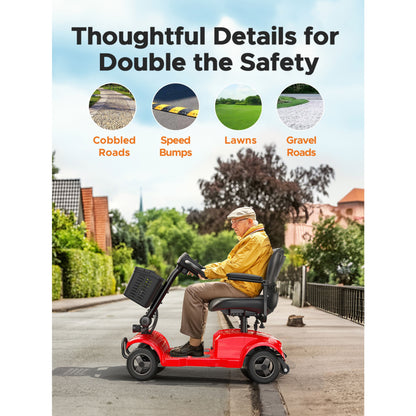 ENGWE Folding 4-Wheel Mobility Scooter - 250W 24V Motor, 15 Miles Range, Detachable Basket, Front Light, 265lbs Max Weight, Ideal for Adults, Halloween and Christmas Gifts