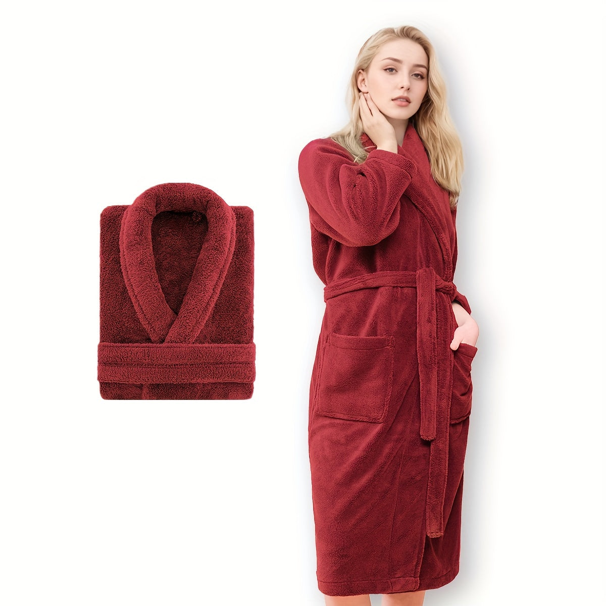 Ultra-Soft Fleece Bathrobe for Men and Women - Cozy, Warm, Machine Washable - Perfect for Bathroom or Bedroom