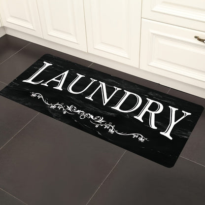 Black and White Text Pattern Rug – Soft, Comfortable, Waterproof Non-Slip Floor Mat, Absorbent and Machine Washable for Kitchen, Living Room, Bedroom, Hallway, Bathroom