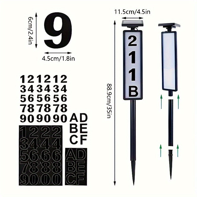 Solar Powered LED House Number Light – Weather-Resistant Outdoor Address Sign with Stake – Easy Installation, Energy-Efficient, Durable – 35 Inch Height for Homes