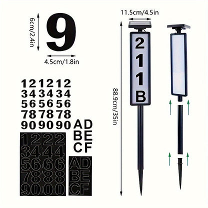 Solar Powered LED House Number Light – Weather-Resistant Outdoor Address Sign with Stake – Easy Installation, Energy-Efficient, Durable – 35 Inch Height for Homes