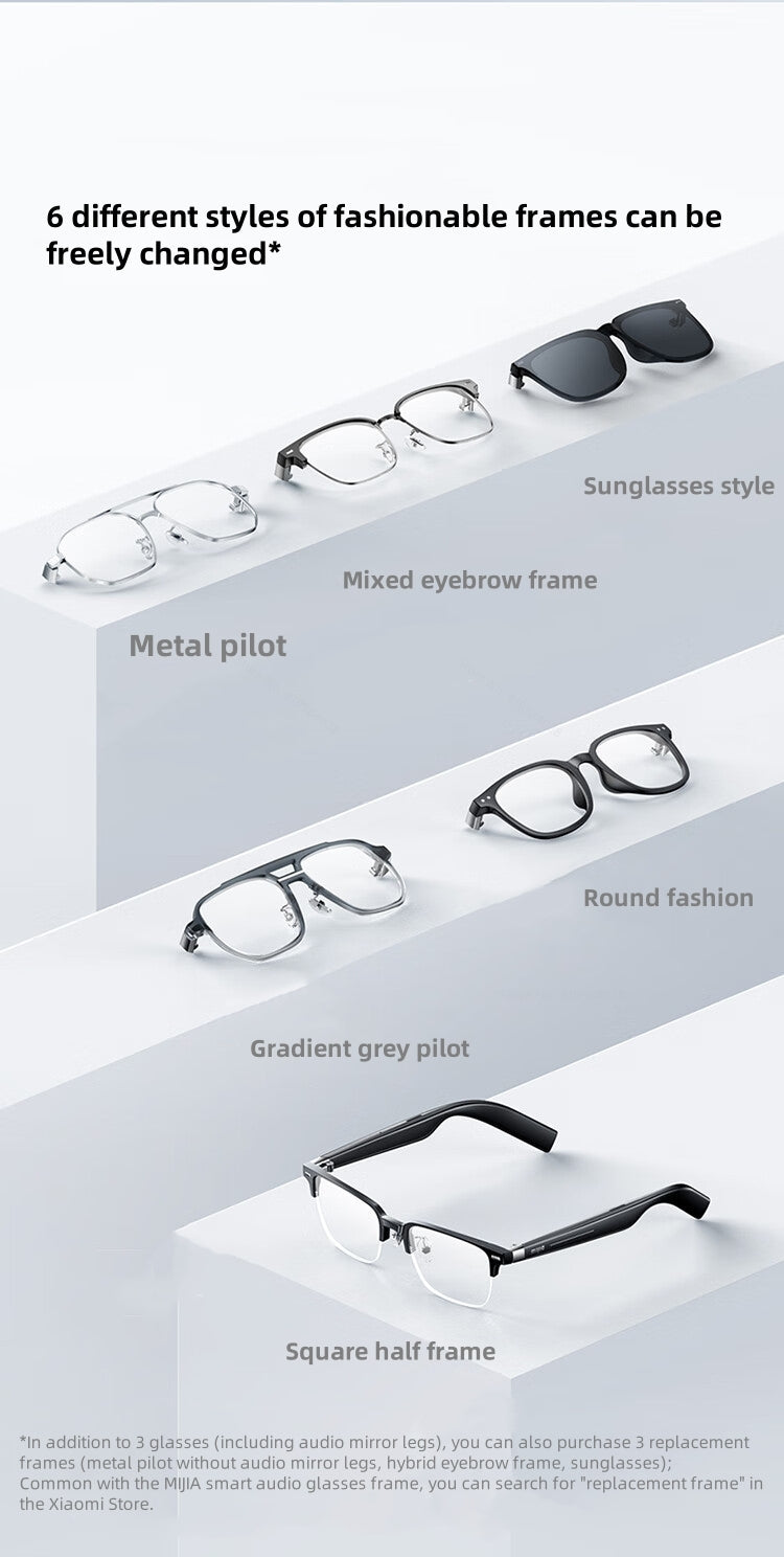 Xiaomi Mijia Smart Audio Glasses Lite Joyful Edition — Bluetooth 5.2 Headset with Noise Reduction, Ultra-Long Standby & Detachable Design