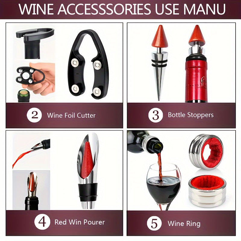 Set of 5 Stainless Steel Wine Openers - Durable and Versatile Kitchen Tools, Perfect Gift for Wine Lovers, Suitable for Birthdays, Christmas, Halloween and Thanksgiving