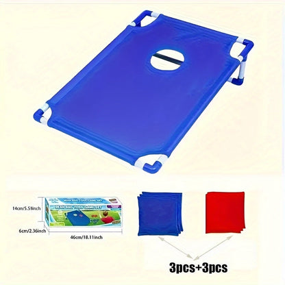 Portable Sandbag Toss Game Set - Foldable and Durable, Perfect for Outdoor Parties, Camping and Backyard Fun, Includes 6 Sandbags, Red and Blue