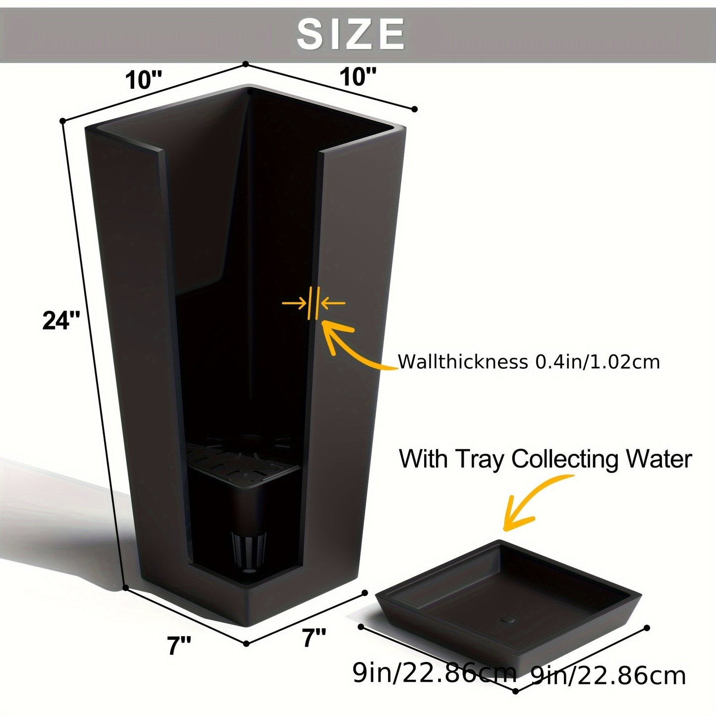 2pcs 24 Inch Outdoor Planters – Tall V-Shape Garden Flower Pots – Large Indoor & Outdoor Planters – Black
