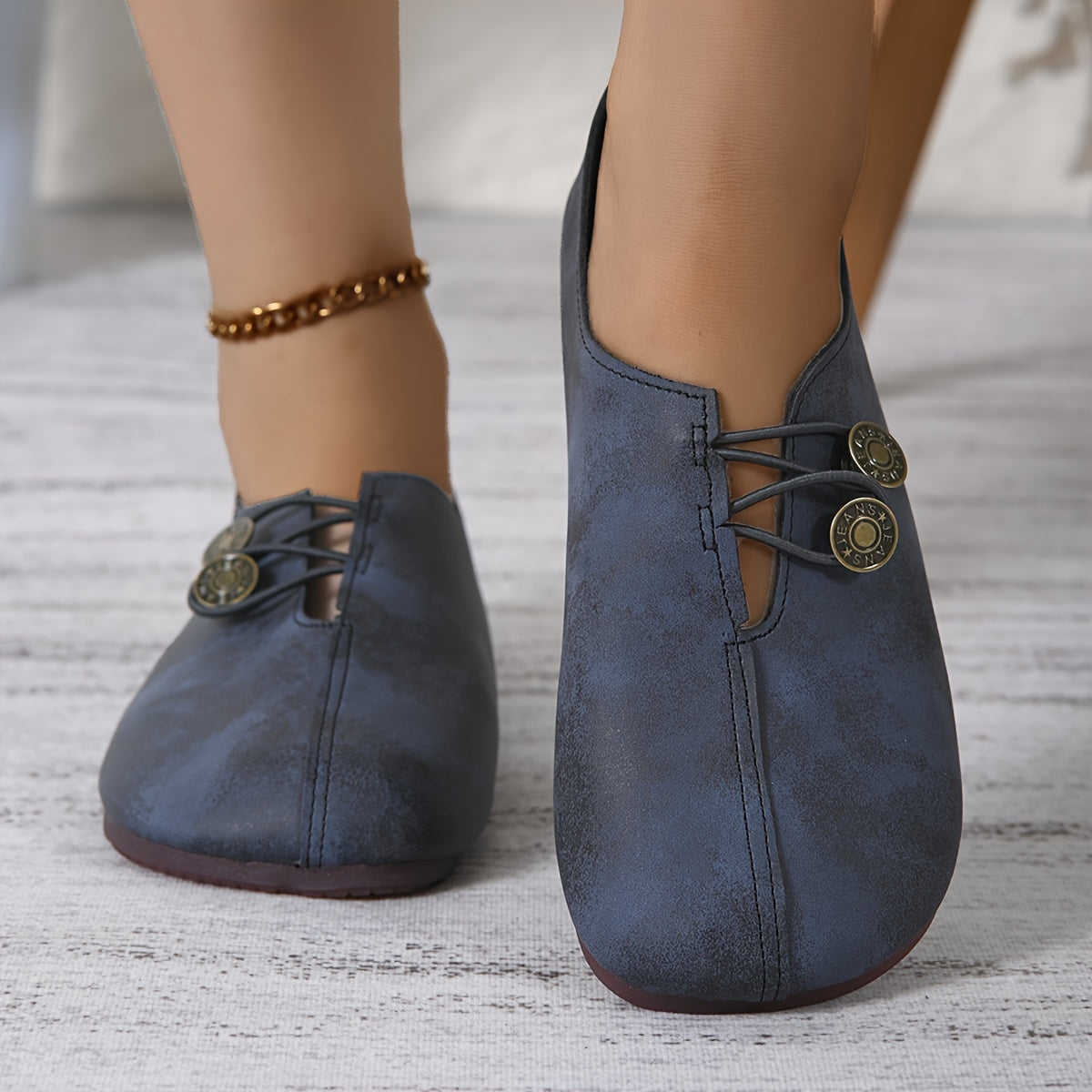 Stylish Round Toe Buckle Shoes – Soft Sole, Solid Color, Casual and Comfortable Single Shoes for Women – Ideal for Daily Wear