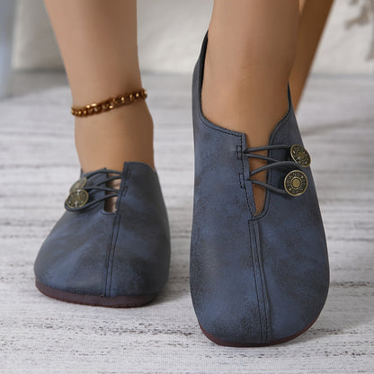 Stylish Round Toe Buckle Shoes – Soft Sole, Solid Color, Casual and Comfortable Single Shoes for Women – Ideal for Daily Wear