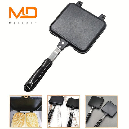 Deluxe Double-Sided Non-Stick Sandwich Maker - Grilled Sandwiches, Toast, Omelettes for Breakfast & Camping - Portable and Easy to Clean