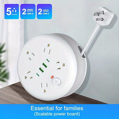 Power Strip Surge Protector – 12 AC Outlets, 2 USB Ports, 2 USB-C Ports, 6ft Extension Cord, Flat Plug, 2100 Joules, Wall Mountable, Overload Protection