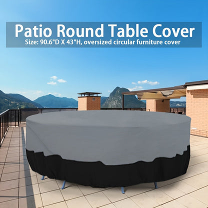 Circular Terrace Furniture Cover – 210D Oxford Cloth Waterproof Cover for Outdoor Dining & Garden Round Tables