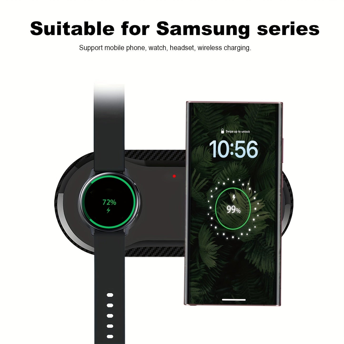 Dual Wireless Charging Pad – 2-in-1 Fast Charger for Samsung S23 Ultra, S22, S21, Note 20, Z Flip, Galaxy Watch 5/4, Galaxy Buds