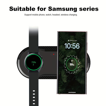 Dual Wireless Charging Pad – 2-in-1 Fast Charger for Samsung S23 Ultra, S22, S21, Note 20, Z Flip, Galaxy Watch 5/4, Galaxy Buds