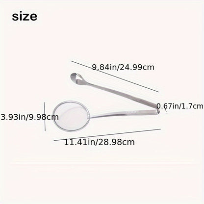 Stainless Steel Frying Oil Strainer Spoon - High Temperature Food Filter with Clip and Clamp - Kitchen Colander for Frying, Eid Al-Adha Gift Idea