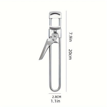 Adjustable Jar and Lid Opener - Stainless Steel Manual Can Opener with Easy Grip, Ideal for Weak Hands and Home Use