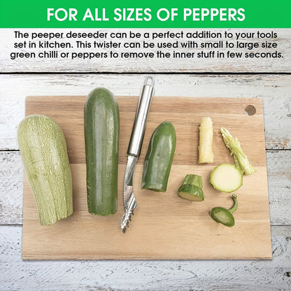 Multifunctional Serrated Stainless Steel Pepper Corer and Seed Remover - Upgrade Your Kitchen Essentials!