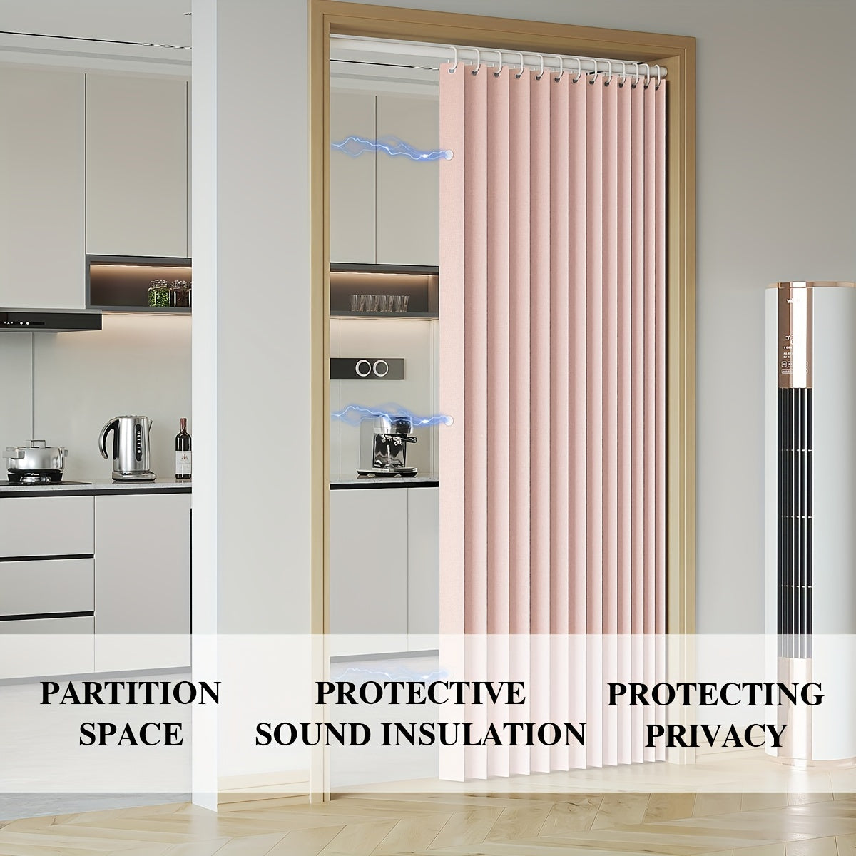 Waterproof and Scratch-Resistant Folding Door Curtain - Versatile for Kitchen, Office, Dining Room, Living Room, Bedroom | Invisible Partition, Easy Care, Polyester and Oxford Fabric, All-Season Modern Style with Magnetic Closure