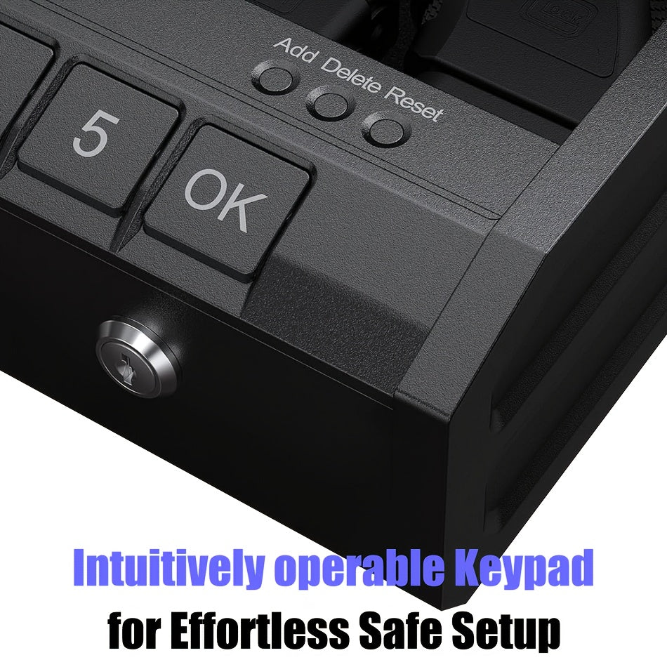 Biometric Gun Safe – Quick-Access Handgun Storage Box with Fingerprint, Keypad, and Keys – Firearm Safety Device for Home, Bedside, Nightstand, and Car