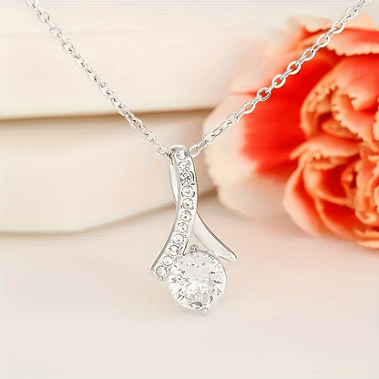 2 Piece Set 925 Sterling Silver Moissanite Pendant Necklace & Ring Earrings - Elegant Fashion Accessories, Perfect Daughter's Birthday, Christmas & Party Gift