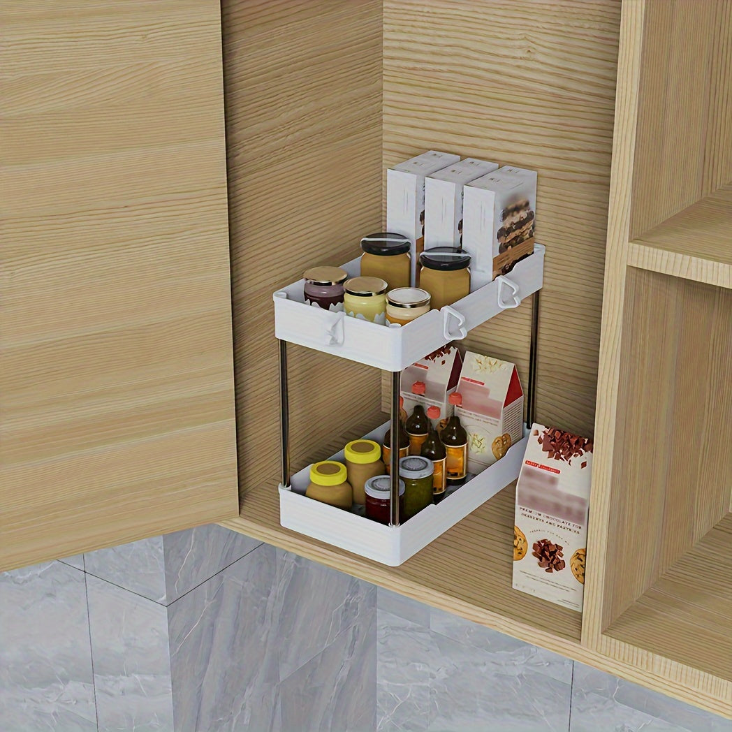 3Pcs Under Bathroom Sink Organizers - Bathroom Counter and Cosmetics Storage Rack, Large, Medium, and Small Sizes, Suitable for Kitchens and Bathrooms