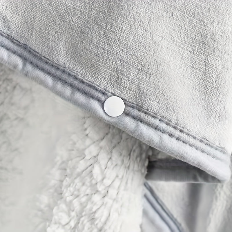 Wearable Blanket – Double Flannel Sherpa Shawl for Nap and Office Use, Multi-Functional Cover for Waist and Legs