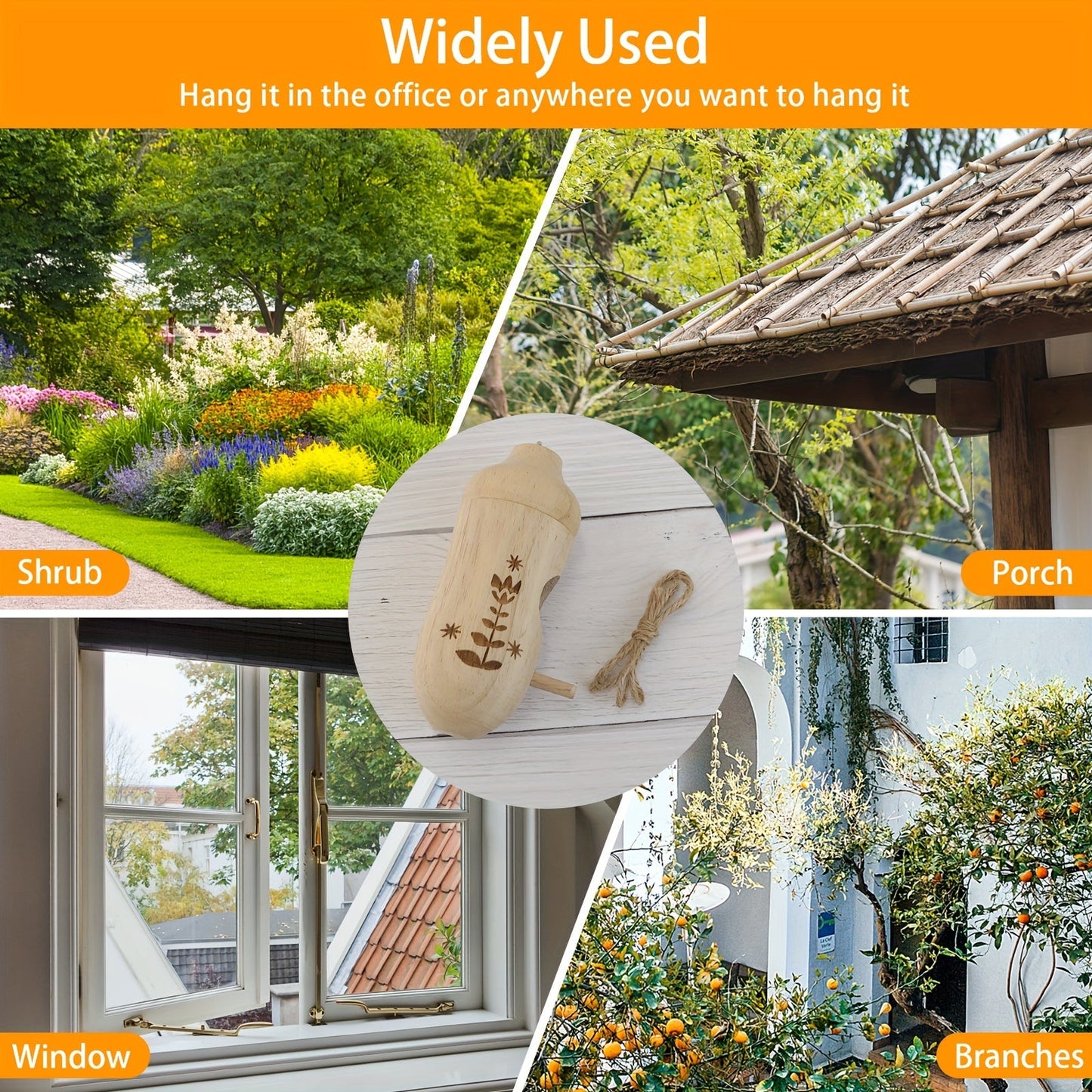 3pcs Hummingbird House Set – Natural Wooden Hanging Houses for Outdoor Gardening & Home Decoration Gifts