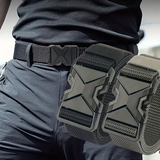 Men's Canvas Belt – Sporty Style with Quick-Release Plastic Buckle, Casual Training & Jeans Accessory