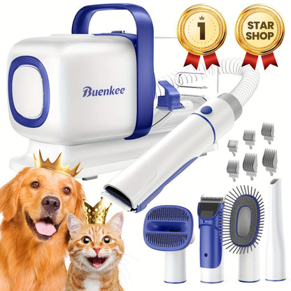 Dog Grooming Kit - Pet Grooming Vacuum with Clipper, Shedding Brush, and Cleaning Tool in 1, Low Noise for Dogs and Cats