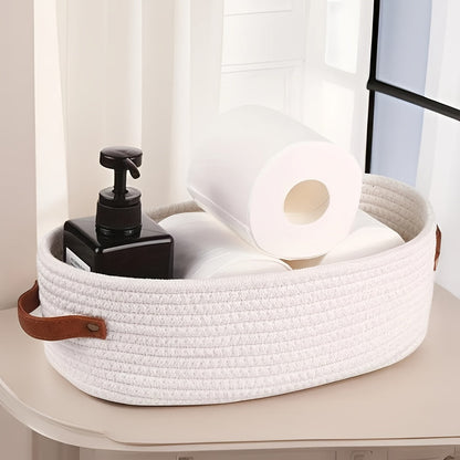 Versatile Woven Storage Basket with Dual Handles – Ideal for Desk Organization & Bathroom Essentials