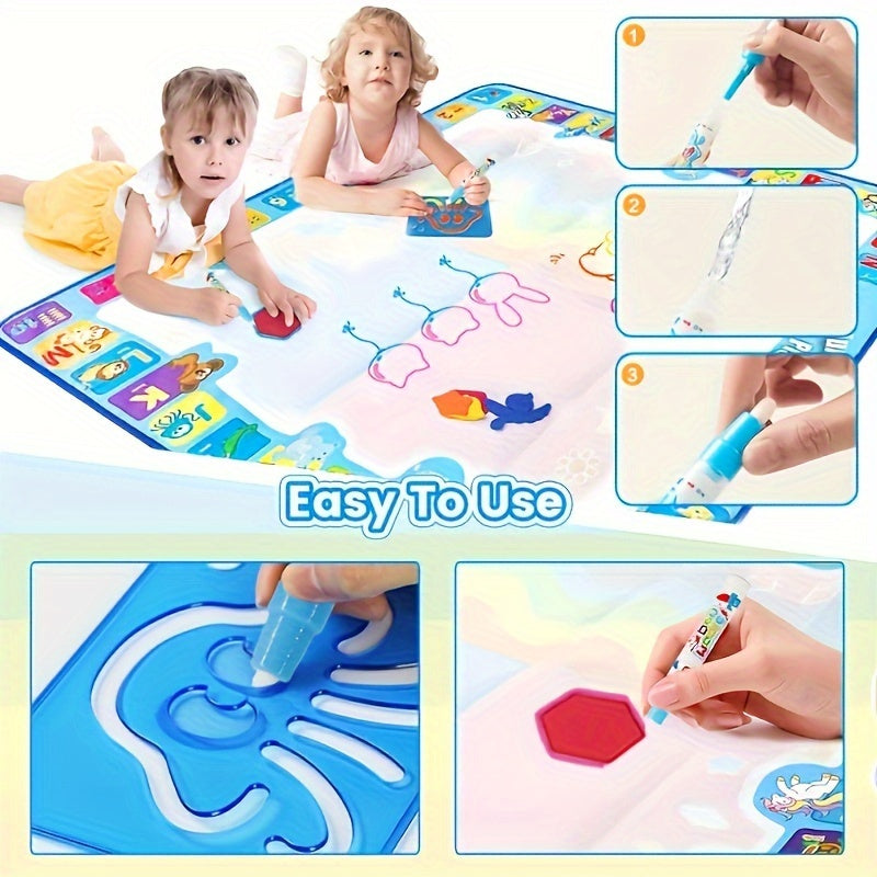 Big Magic Watercolor Canvas Toys - Educational Painting Mats, No-Mess Graffiti, Fun Printing Roller, Perfect Christmas Gift